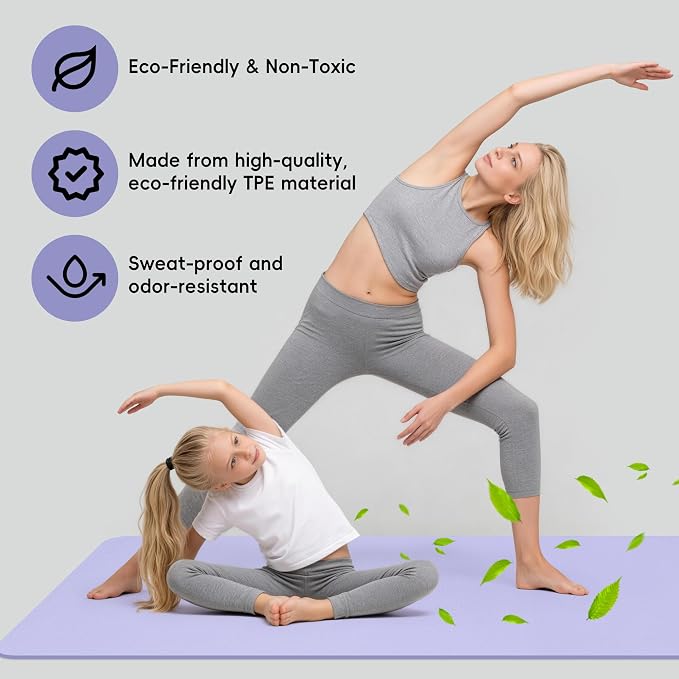 Extra Wide Yoga Mat 72" x 32", 6mm Non Slip TPE Exercise Mat - Image 6