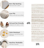 2x6 Runner Rug Machine Washable Non Slip Area Rug Distressed Neutral Moroccan - Image 6