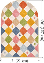 jinchan Macy Arched 3x5 Washable Kids Area Rug, Modern Colorful Checkered - Image 2
