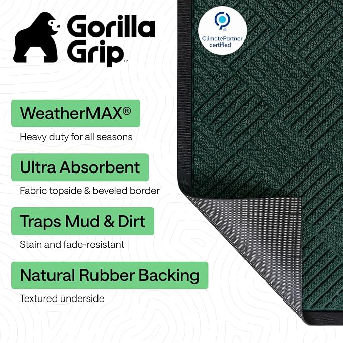 GORILLA GRIP 100% Waterproof All-Season WeatherMAX Doormat US Designed Natural - Image 2