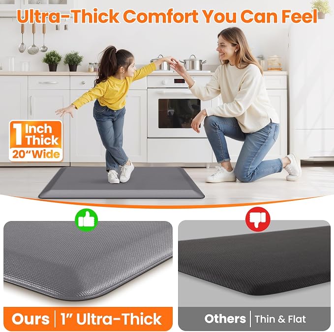 Kitchen Mats for Floor, 1 Inch Extra-Thick Kitchen Rugs, Non-Slip & Waterproof - Image 6