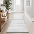 2x10 Runner Rug Machine Washable Non Slip Area Rug Distressed Neutral Moroccan by Tchdio