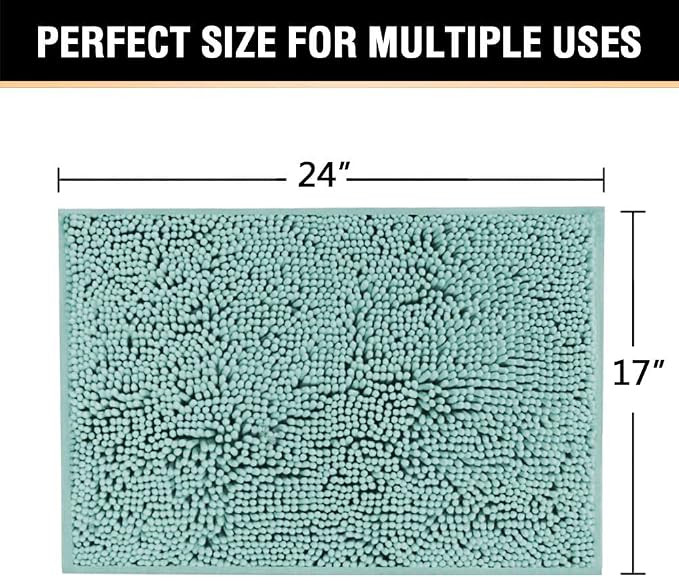 H.VERSAILTEX Bath Mat Bathroom Non Slip Extra Thick Chenille Rug 17" x 24" - Image 2