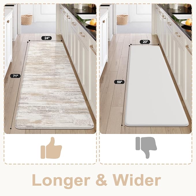 KIMODE Anti Fatigue Kitchen Mats 24"x71", Boho Abstract Kitchen Runner Rugs - Image 2