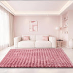 Dusty Rose Rabbit Plush Rug 5'x7', Fluffy Shaggy Area Rug - Image 3