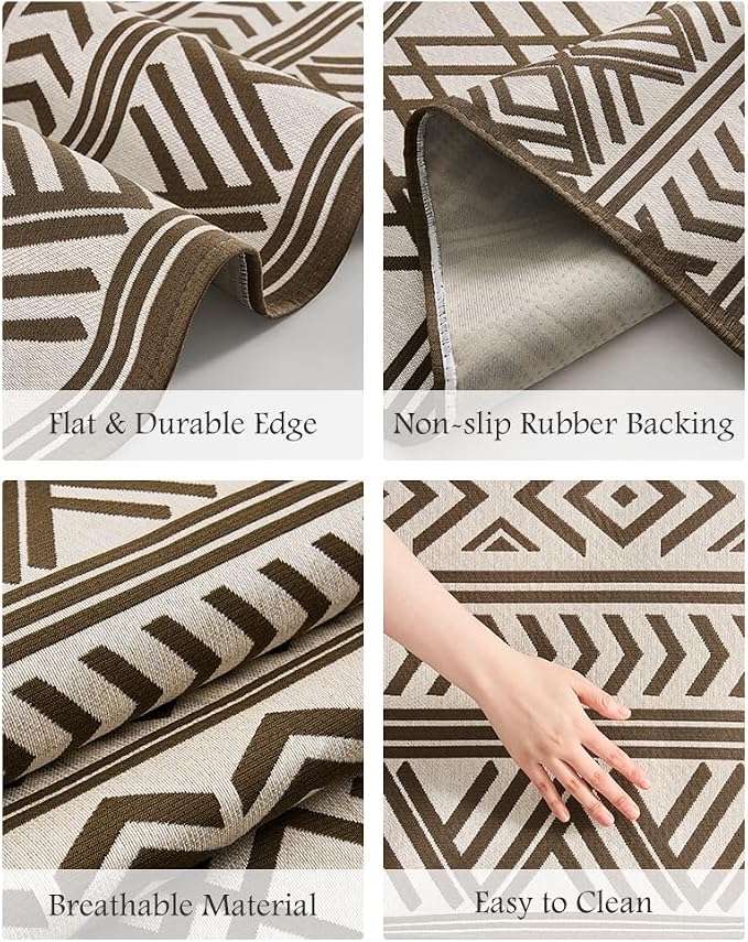 Outdoor Rug Carpet 5x8 ft, Flatweave Textured Outdoor Patio Rug Non Slip Indoor - Image 7