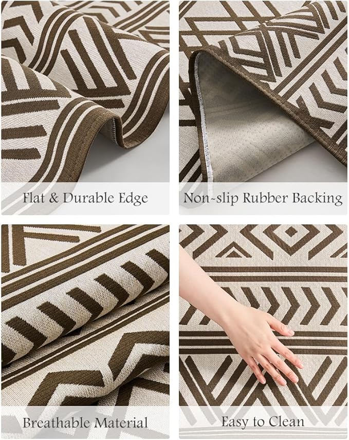 Outdoor Rug Carpet 6x9 ft, Flatweave Textured Outdoor Patio Rug Non Slip Indoor - Image 7