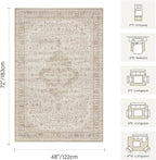 Rugxara Washable Area Rug for Living Room, Vintage Neutral Boho Rugs for Office - Image 2
