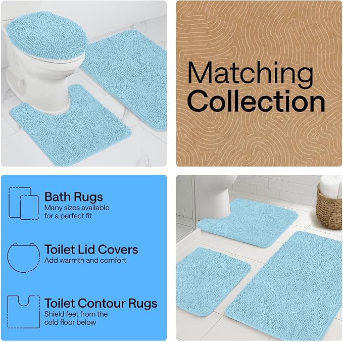 GORILLA GRIP Plush Absorbent Shaggy Chenille Bath Rug Mat - Image 8
