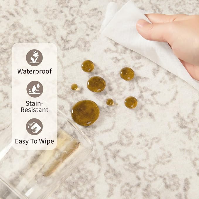 Rugxara 6x9 Washable Area Rug for Living Room, Vintage Neutral Large Boho Rugs - Image 8