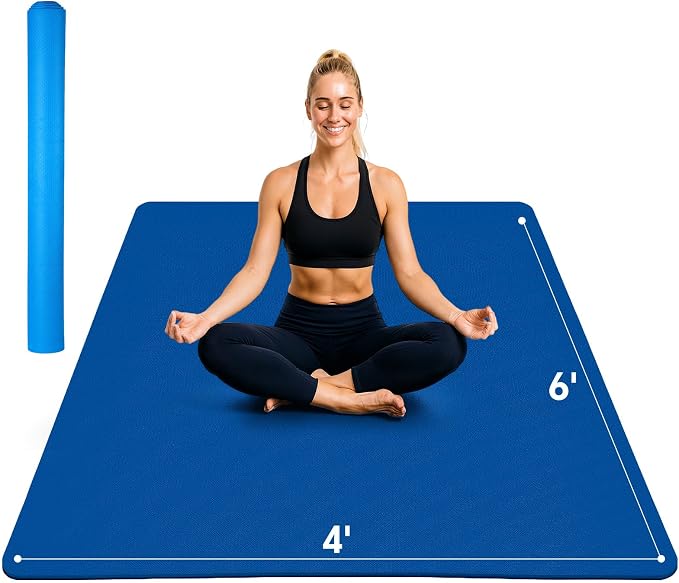 Stepwaver Extra Large Yoga Mat 6'x4', Ultra Durable, Wide Workout Mat, Wide by Stepwaver
