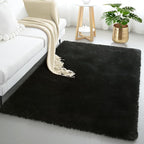 KICHOWUA 4x6 Black Fluffy Shag Rug by KICHOWUA