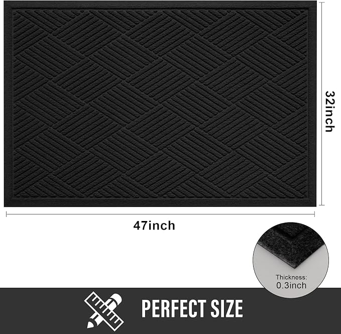 HIYARD Sturdy Front Door Mat, Absorbent Muddy Dirt Resist Welcome Door Mats - Image 2