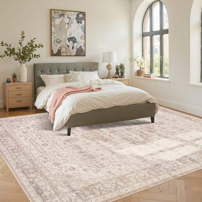 8x10 Washable Area Rug for Living Room & Bedroom, Extra Lager Soft Pink Rugs - Image 3
