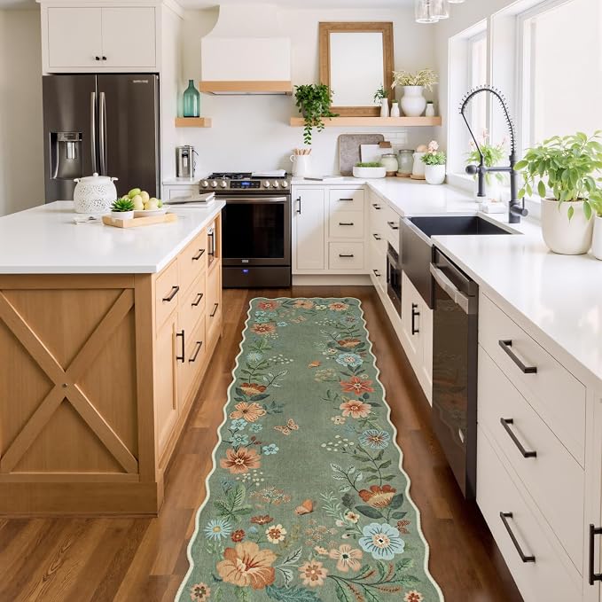 Lahome Floral Washable Runner Rug, Boho Ultra-Thin Kitchen Runners - Image 2