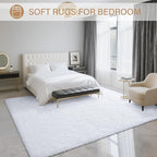 BENRON Fluffy Rugs for Living Room 5x8 White, Washable Large Area Rugs for - Image 3
