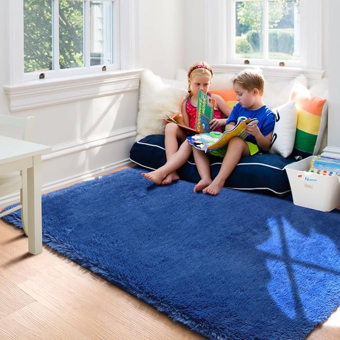 ONASAR Navy Area Rugs for Bedroom Living Room, 4x6 Blue Fluffy Indoor Bedside - Image 5