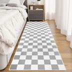 Terrug Grey and White Checkered Area Rug - Image 4