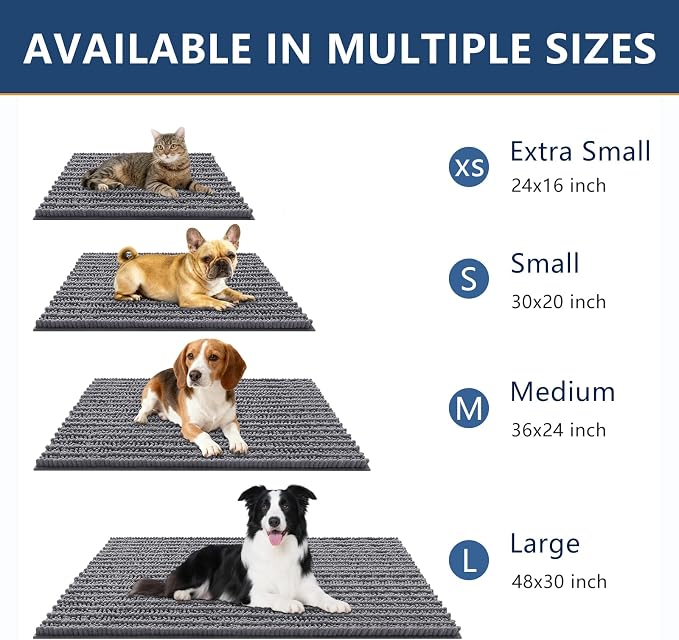 Smiry Dog Door Mat for Muddy Paws 48x30, Absorbent Dirt Trapper, Non-Slip - Image 3