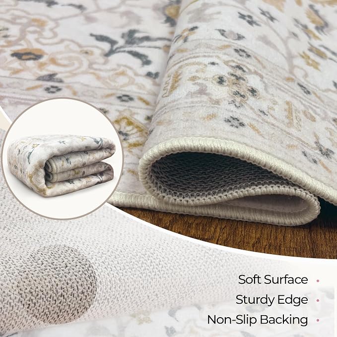 CAPALOCA Machine Washable Rugs Nursery Rug Cute Girl Non Slip Low Pile Water - Image 5