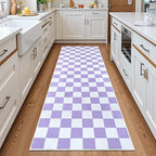 Terrug Purple and White Checkered Area Rug by TerrugHomeDecor