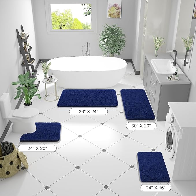 OLANLY Bathroom Runner Rugs 47x20, Extra Soft Absorbent Chenille Bath Rugs - Image 2