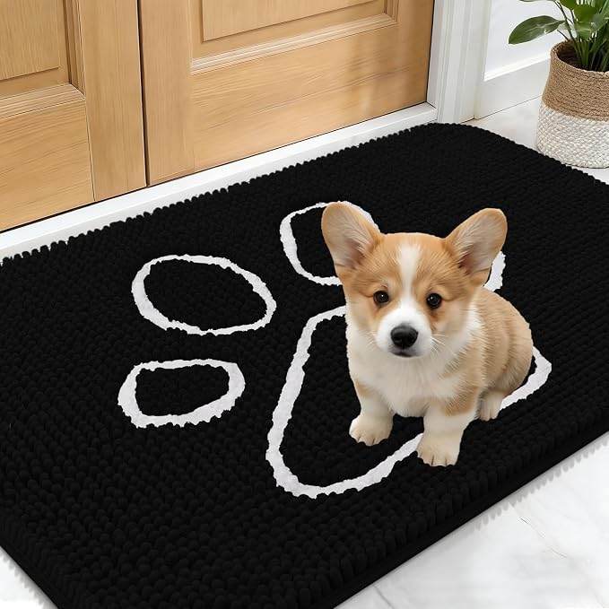 OLANLY Dog Door Mat for Muddy Paws 24x16, Paw Print Design, Absorbs Moisture by OLANLY