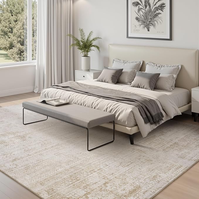 5x7 Area Rugs for Living Room Non Slip Machine Washable Rug Distressed Abstract - Image 4