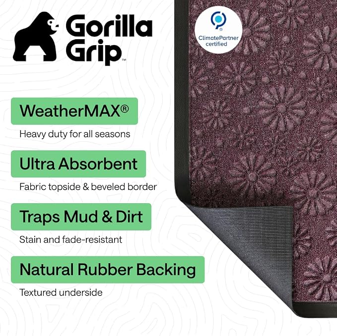 GORILLA GRIP 100% Waterproof All-Season WeatherMAX Doormat, Durable Natural - Image 2