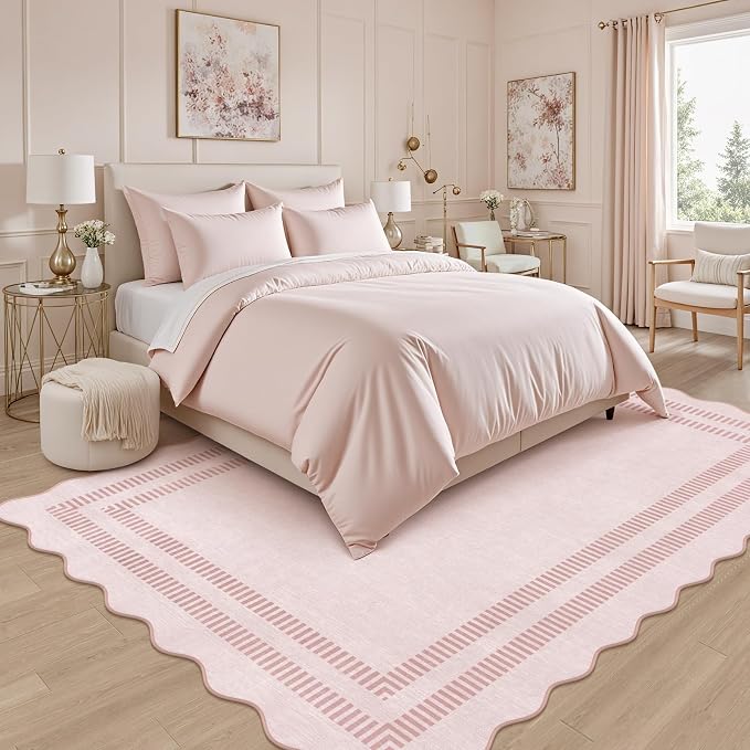 Pink Rugs for Bedroom Girls, 5x7 Washable Non Slip Area Rugs for Living Room - Image 3