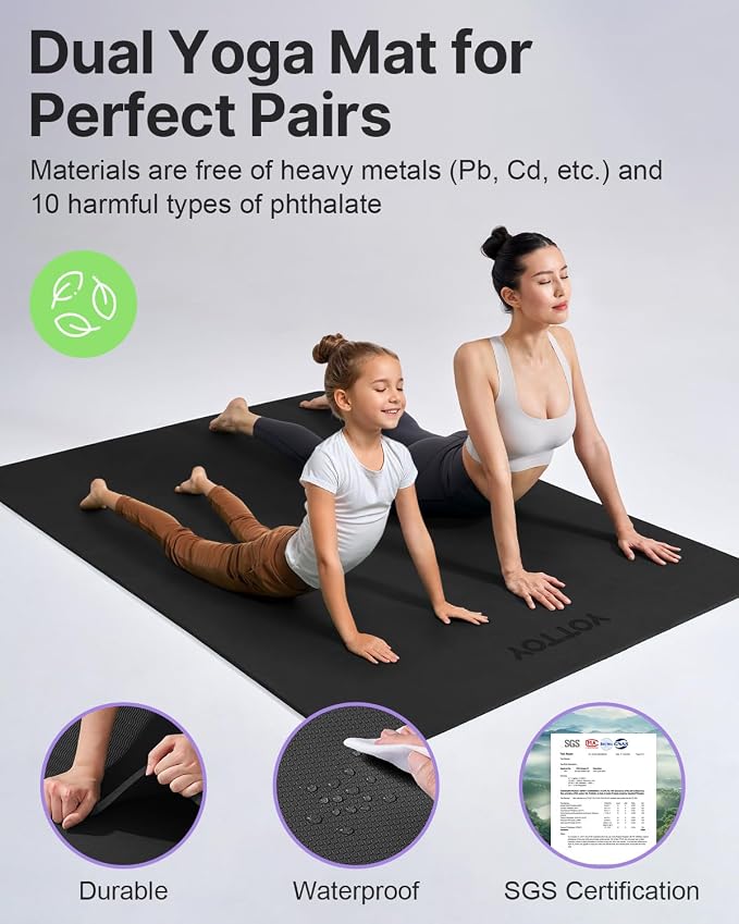 YOTTOY Large Yoga Mat, Extra Wide TPE Exercise Mat, Non-Slip Workout Mat - Image 3