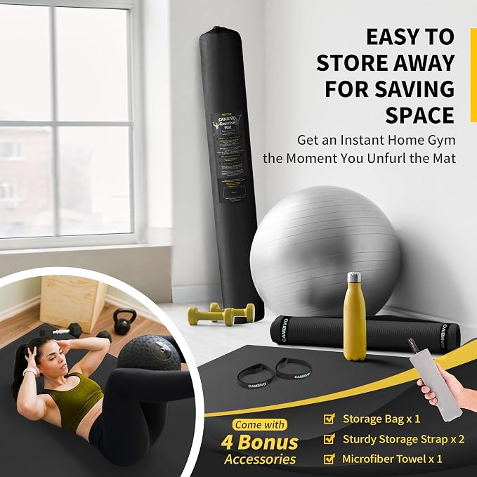 CAMBIVO Large Exercise Mat for Home Workout, Shoe-Friendly, Non-Slip Gym Mat - Image 9