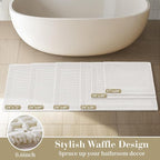 RESARE Waffle Bath Mat for Bathroom, Super Absorbent Bathroom Rugs Non Slip - Image 5