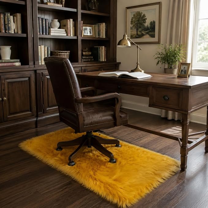 EasyJoy Faux Sheepskin Rug, Fluffy Faux Fur Rug, Ultra Soft Shag Area Rug - Image 6