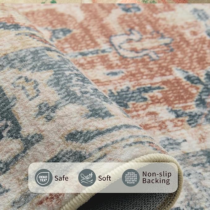 Rugxara 3x5 Rug for Entryway Bedroom, Coral Blue 3x5 Washable Area Rug - Image 5