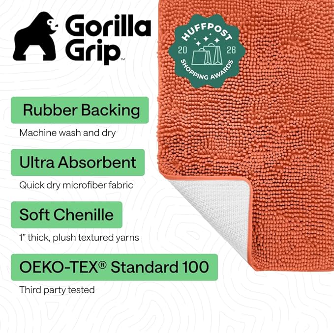 GORILLA GRIP Bath Rug Mat 36x24, Thick Soft Absorbent Chenille, Quick Dry - Image 2