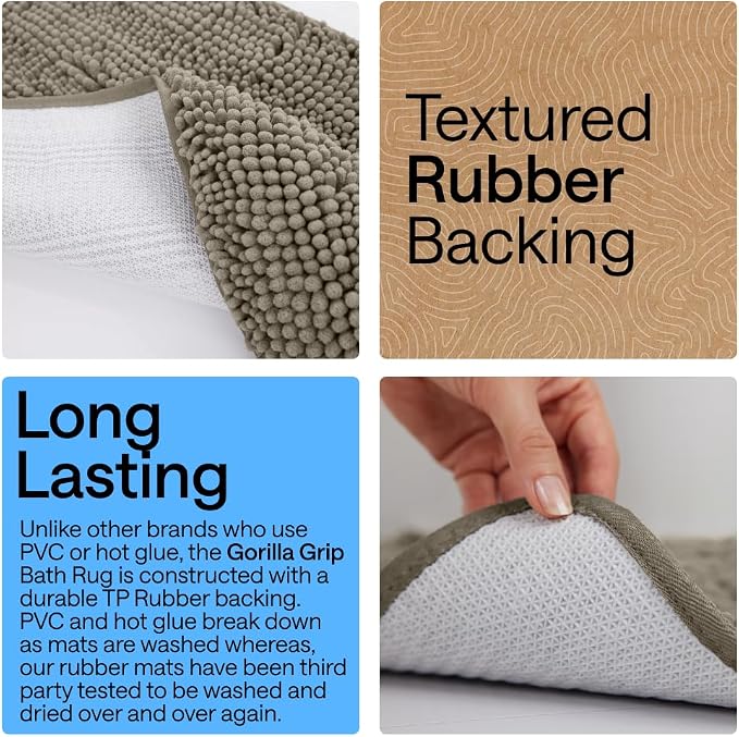 GORILLA GRIP Bath Rug Mat, Thick Soft Absorbent Chenille, Quick Dry Microfiber - Image 3