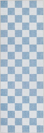 GarveeHome Checkered Light Blue and White 2x6 Washable Kitchen Runner Rug - Image 5