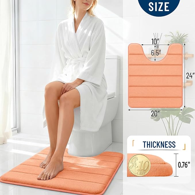 OLANLY Memory Foam Toilet Rugs U Shaped 24x20, Super Soft Absorbent Contour - Image 4