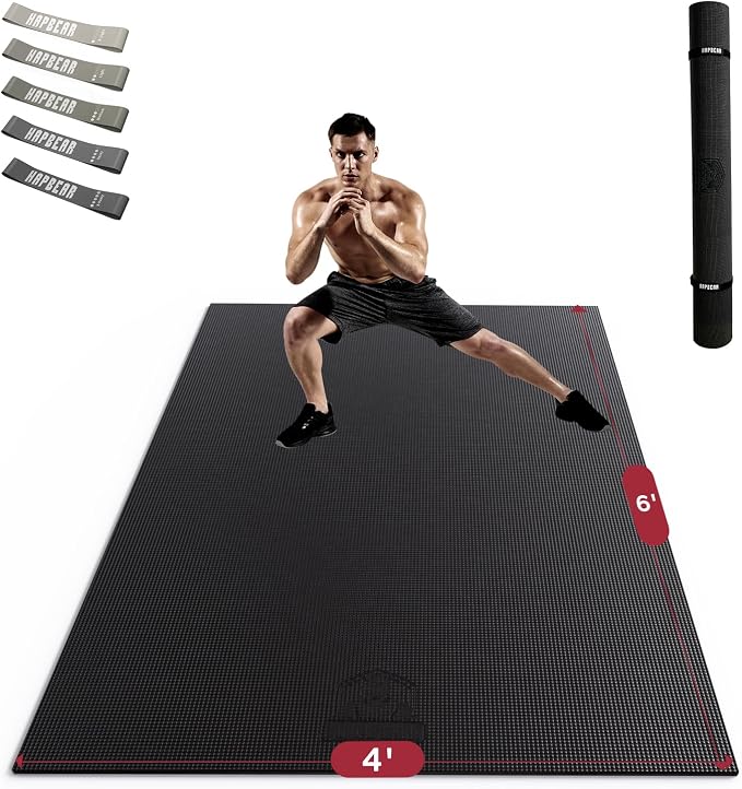 HAPBEAR Large Exercise Mat-7'x5'/6'x8'/6'x9'/6'x10'/6'x12'x8mm, Ultra Durable by HAPBEARFitness