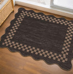 Small Area Rug 2x3 Modern Checkered Entry Rug Solid Color Scalloped Kitchen - Image 8