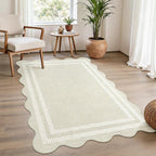 Washable 3x5 Indoor Entryway Rug, Neutral Beige Soft Non Slip Rugs Stain by LORWER