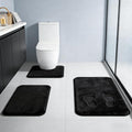 Black Bathroom Rug Set Memory Foam Bath Mats 3 Piece by RUNHELIX