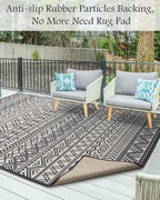 Outdoor Rug Carpet 6x9 ft, Flatweave Textured Outdoor Patio Rug Non Slip Indoor - Image 3