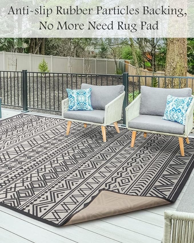 Outdoor Rug Carpet 8x10 ft, Flatweave Textured Outdoor Patio Rug Non Slip - Image 4