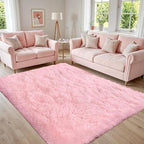 4x6 Area Rugs for Living Room Rug: Soft Fluffy Shag Pink Rugs for Bedroom by CarpetAddColortoYourLife