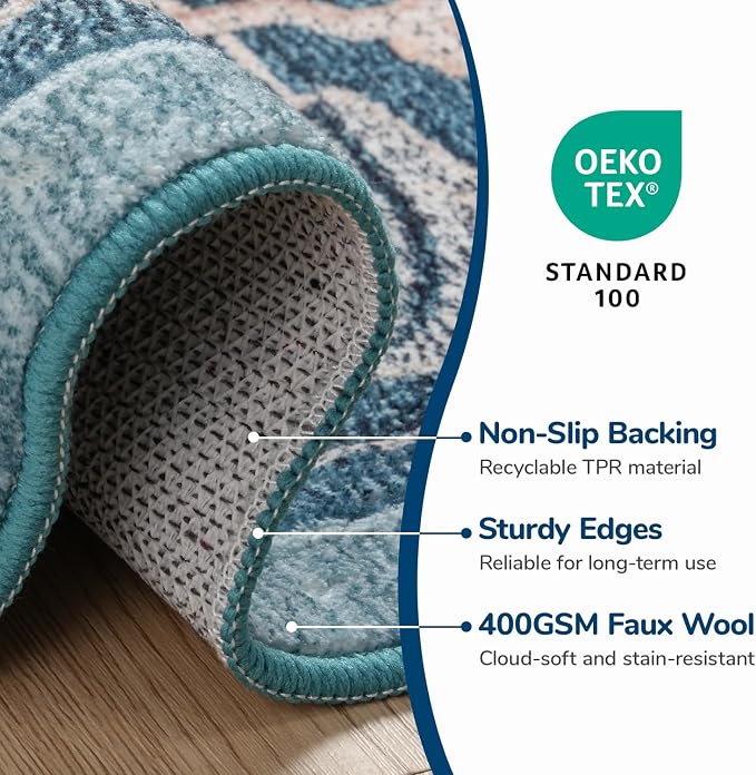 Lessymo Area Rug 6x9, Machine Washable Area Rugs, Super Soft Faux-Wool Area Rugs - Image 7