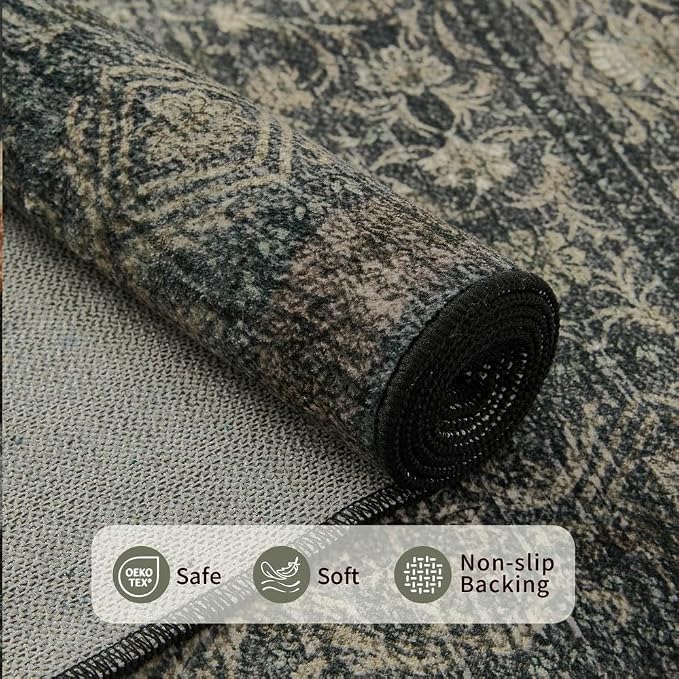Vintage Area Rugs 5x7, Washable Rugs - Image 8