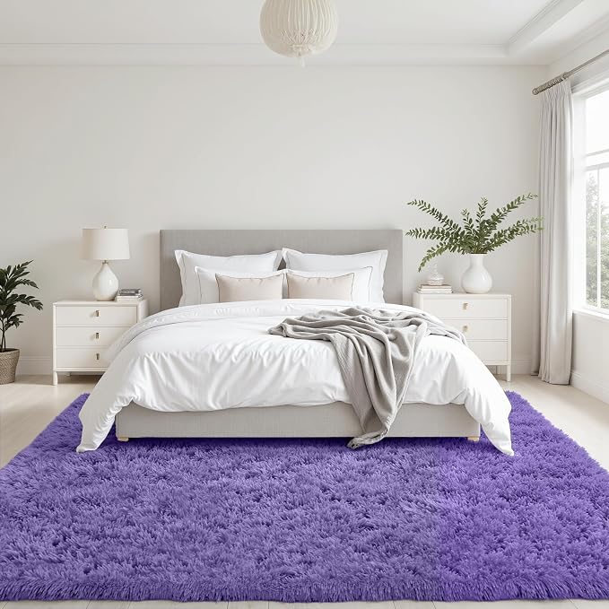 6x9 Area Rugs for Living Room Rug: Soft Fluffy Shag Purple Rugs for Bedroom - Image 4