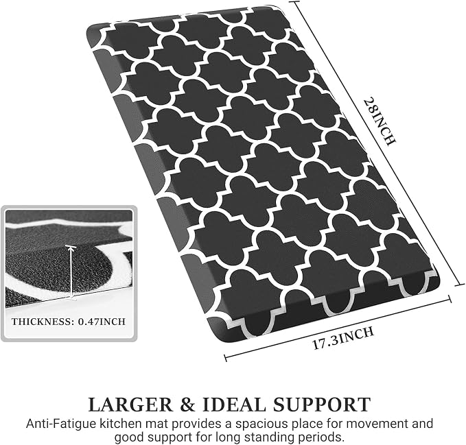 WISELIFE Anti-Fatigue Cushioned Kitchen Mat / Rug, 17.3"x 28", Non Slip Heavy - Image 2
